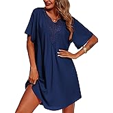 Supnier Women's Bathing Suit Cover Up Dress Lace Crochet V Neck Summer Beach Bikini Swimsuit Coverup