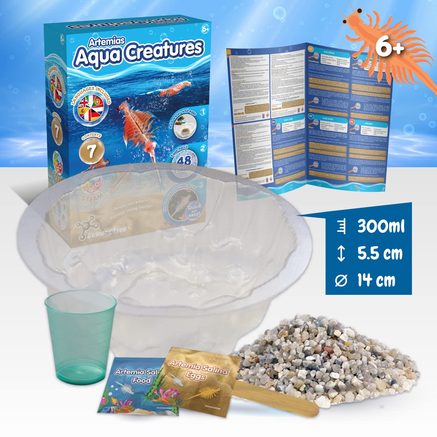 Science4you Artemias Aqua Creatures (Triops Family) - Aquatic Dragons Kit for Kids, Sea Creatures Aquarium + Aqua Monkey Dragon Eggs Included, Ecosystem, Toy and Gift for Kids Age 6 7 8 9 10+