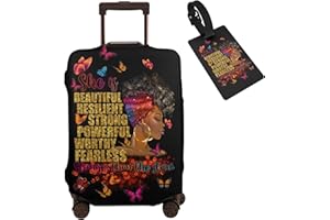 Tuizumy Travel Suitcase Protector African American Girl Elastic Protective Washable Luggage Cover With Concealed Zipper Suitable For 18-32 Inch(XL (for 29-32 inch luggage))