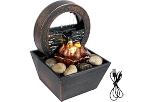 Tabletop Fountain Meditation Water Fountain with Light Creative Small Waterfall Fountain Decorations Sound Relaxation Fountai