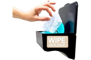 STORAGE THEORY Wipe Holder for Bathroom – Adhesive Wall Mount Organizer for Wet Wipes – Bathroom Toilet Wipes Shelf & Baby Wipe Holder Dispenser, Organize Feminine Products – Black, 1 Pack