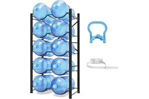 DOERPUZ 5 Gallon Water Jug Holder, 5-Tier Heavy Duty Water Bottle Rack for 10 Bottles, Reinforced Carbon Steel 5 Gallon Water Bottle Holder for Office, Family, Garages, Restaurant Gym