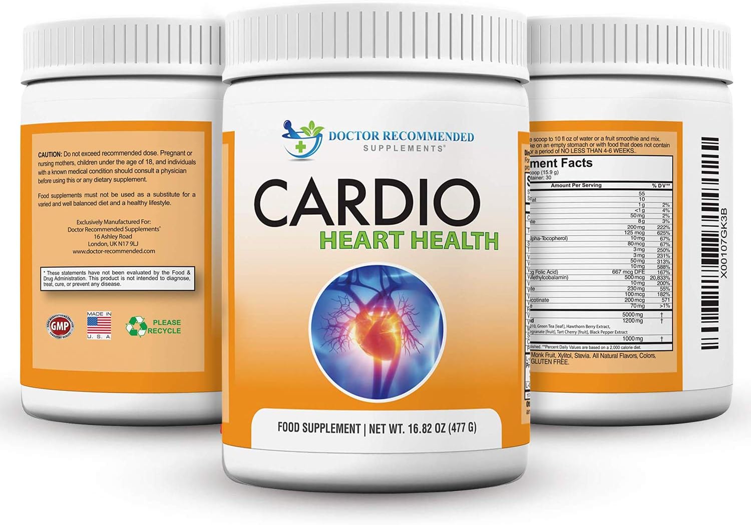 Amazon Com Cardio Heart Health Powder L Arginine Supplement