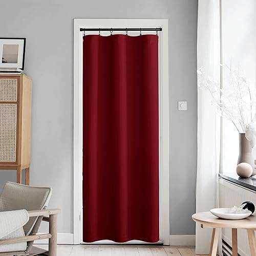 NICETOWN Doorway Curtains for Kitchen Door Window, Thermal Insulated Privacy Protection Blackout Curtains for French Door Window Shade with Tieback, 1 PC, 42" x 80", Burgundy
