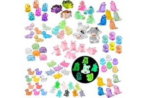 BXYIIGRU Luminous Mini Resin Animals 200 Pcs Glow in Dark to Hide Tiny Resin Animals Figurines Duck Lizard Dinosaur Cow for DIY Garden Miniatures Fairy Garden Accessories