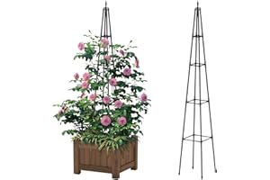 Hsundries 6FT Obelisk Trellis for Climbing Plants Outdoor, 16mm Rust-Proof Extra Thickened Plastic-Coated Metal Pipes, Indoor Climbing Support for Potted Plants, Vines, Flowers Stands,Black