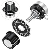 10k Potentiometer, Single Turn Carbon Film Rotary Taper Potentiometer Knob 10k Ohm Potentiometers with A03 Knob and Dial for Inverter Speed Regulation Motor Speed Control