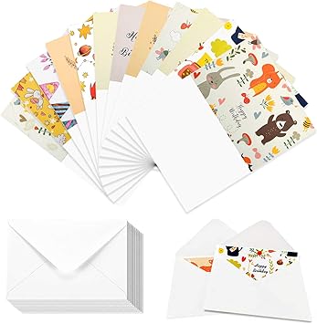 Amazon 誕生日カード メッセージカード バースデーカード Casebuy かわいい動物 可愛い シンプル 封筒と封印シール付き Happy Birthday グリーティングカード はがきサイズ 12枚入り ポストカード 絵柄付はがき 文房具 オフィス用品