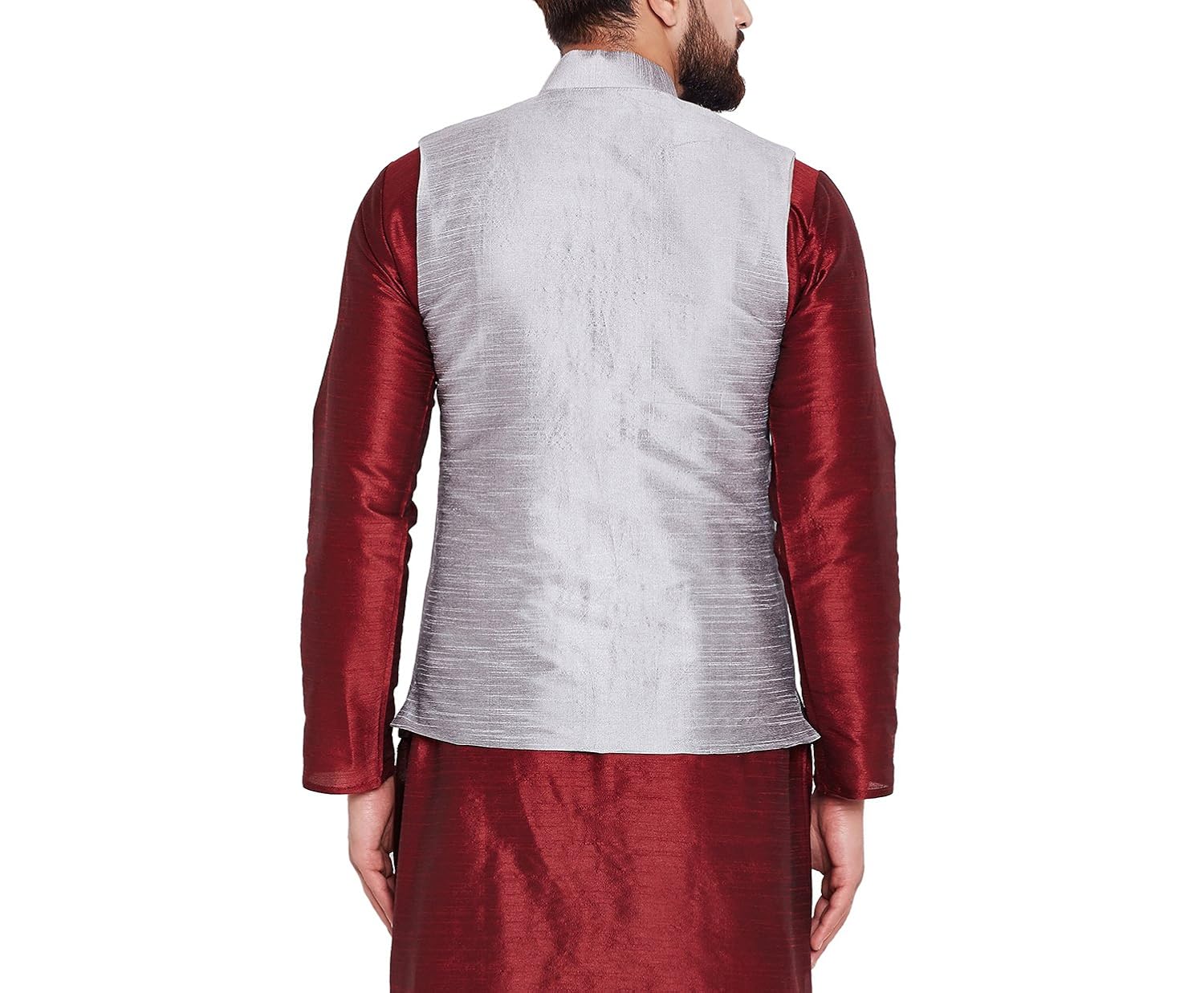 sojanya (since 1958) mens grey dupion silk designer only nehru jacket