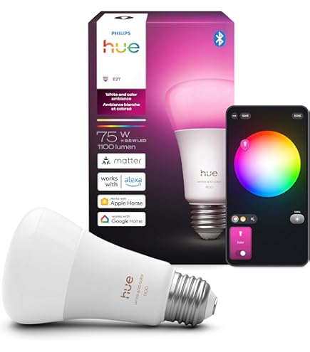 Amazon.com: Philips Hue Smart LED A19 Bulb 1-Pack, White & Color