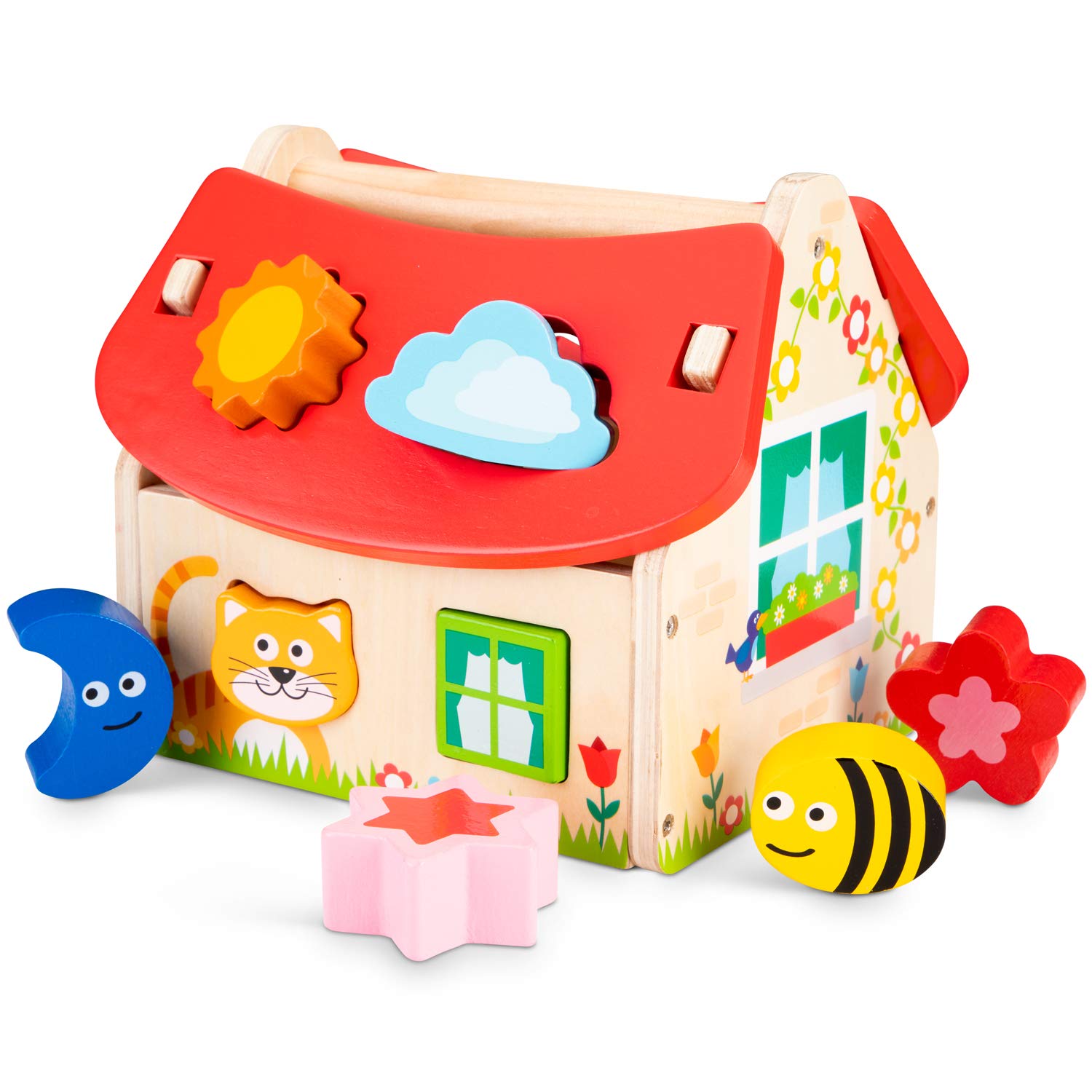 Woet® Wooden Toy Shape Sorter House for Toddlers - Shape Sorting and Fine Motor Play - Early Learning Toy - Age 1 Years+