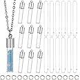 SUNNYCLUE 64Pcs DIY 12 Sets Vial Necklace Making Kit 6mm Dia. Hourglass Vial Pendants Handmade Clear Glass Memory Wish Bottle Charms for Jewelry Making Kits Stainless Steel Chain Christmas DIY Gifts