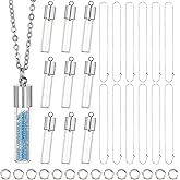 SUNNYCLUE 64Pcs DIY 12 Sets Vial Necklace Making Kit 6mm Dia. Hourglass Vial Pendants Handmade Clear Glass Memory Wish Bottle Charms for Jewelry Making Kits Stainless Steel Chain Christmas DIY Gifts