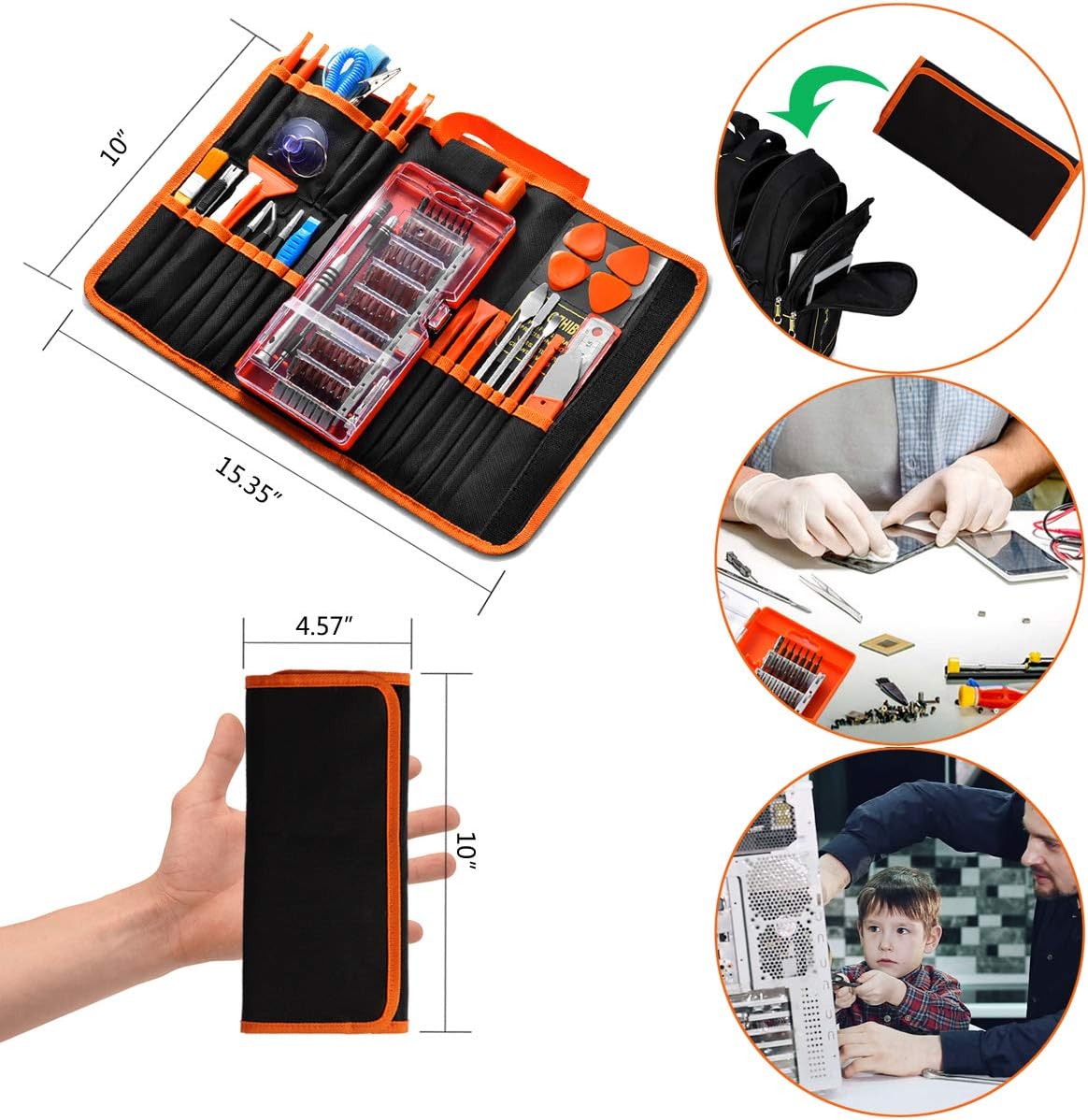 GANGZHIBAO 90pcs Electronics Repair Tool Kit Professional, Precision Screwdriver Set Magnetic for Fix Open Pry Cell Phone, Apple iPhone, Computer, PC, Laptop, Tablet, iPad, Macbook with Portable Bag: Electronics