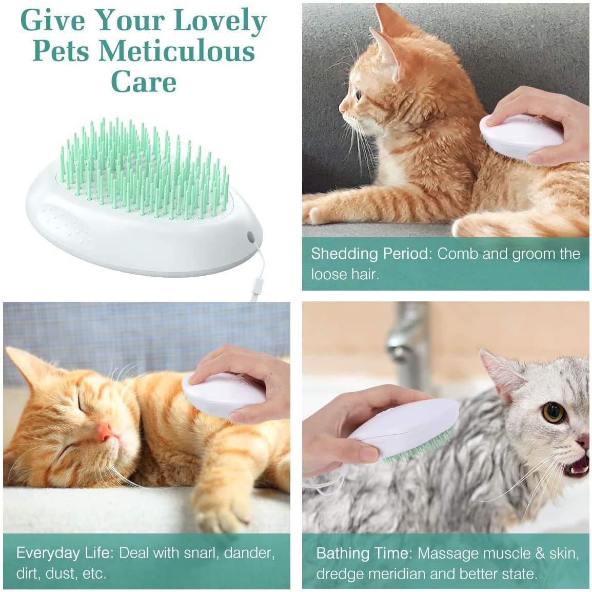 ZNEU Cat and Dog Grooming Brush, Dog Brush Cat Brush Slicker Pet Grooming Brush Pet Comb, Washable Grooming Shedding Massage Bath Brush for Short, Medium and Long-haired Animals (Blue) - Image 4