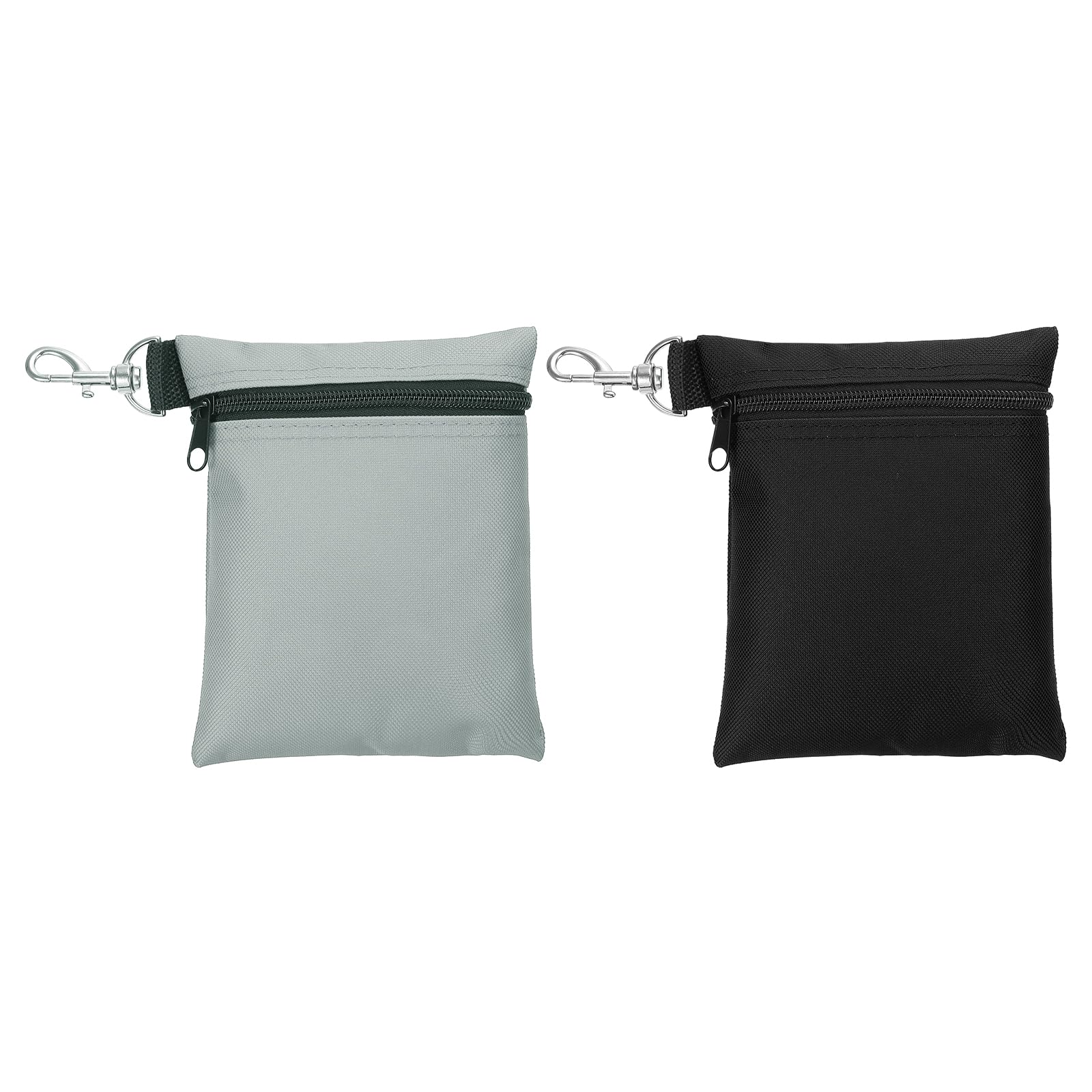 PATIKIL Zipper Golf Tee Pouch 6.7 x 5.5 Inch, 2 Pack Valuables Golf Tee Bag Golf Bag Accessories with Clip for Men Women Storage, Grey/Black