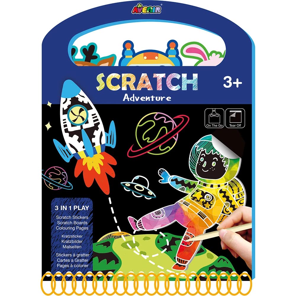 Avenir CH191603 Scratch Book Adventure 3-in-1 Colouring Pad Craft Kit, 6301603