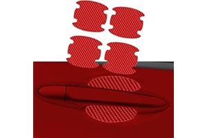 gunhunt 4 PCS Car Door Handle Protectors, Carbon Fiber Car Door Anti Scratch Stickers, Door Handle Cup Side Sticker, Prevent Paint Chipping, Universal for Most Car Truck SKU (Red)