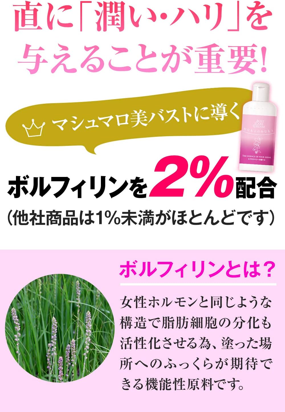 Amazon Co Jp むなもとのみなもと バストクリーム ボルフィリン ボディケア マッサージ 100g 1ヶ月分 ビューティー