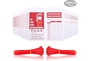 TKCHAX 200 Sets Fire Extinguisher Inspection Tags with 200PCS Adjustable Zip Ties and 200PCS Monthly & Annual Safety Inspection Tags for Fire Equipment, 4.2 x 2.1 Inch