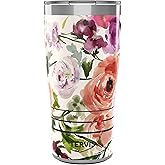 Tervis Traveler Kelly Ventura Floral Collection Triple Insulated Tumbler Travel Cup Keeps Drinks Cold & Hot, 20oz - Stainless Steel, Heather Rose