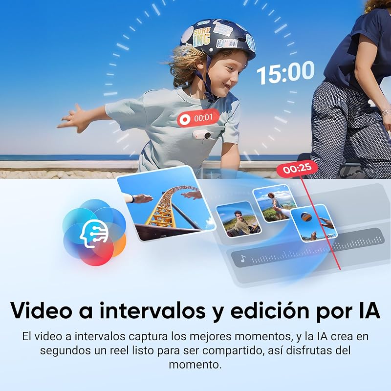 GO 3S Blanco(128 G), Cámara de vlogging 4K, Modo POV sin Manos, batería 140 min, edición IA e integración con Find My, Resistente al Agua 10 m, Montaje en Cualquier Sitio