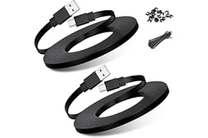 Basesailor Micro USB Power Cable 20 FT 2Pack,6M Flat Micro USB Charging Power Cord,Charger for Wyze Cam V3 Pan,Yi Cam,Nest Cam,Blink XT/XT2 Outdoor 3 Camera,Arlo Q,Netvue 16,Xbox One Controller 16.5