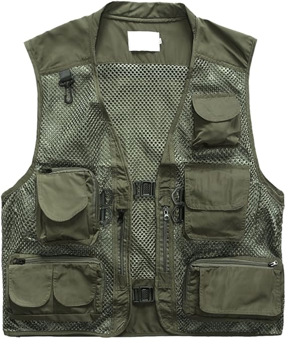 Download Amazon.com : Mens Mesh Outdoor Work Fishing Travel Photo Vest Green US 2XL-Label 3XL : Sports ...