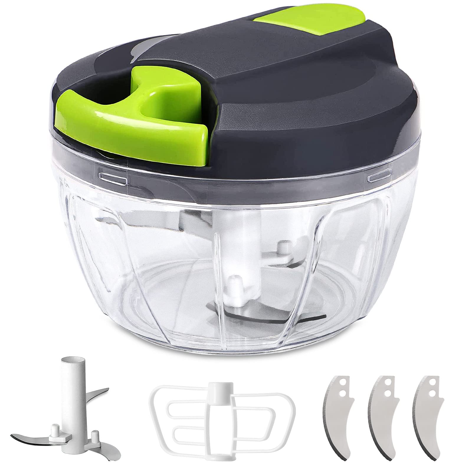 SOMLAW Manual Onion Cutter, 520 ml Onion Chopper with 6 Blades and 1 Mixer, Multi-Chopper Manual, Vegetable Onion Chopper Multi Cutter Garlic Chopper