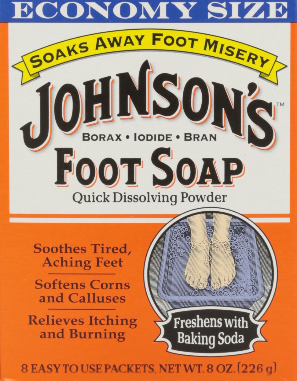 Johnson's Foot Soap Quick Dissolving Powder, 16 Packets (Pack of 4) : Foot Soaks : Beauty