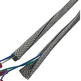 Self-Wrapping EMI RFI Shielding Sleeve, 1m/5m Available, Tinned Copper &amp; PET Braided, Auto-Tightening, Flexible and Bendable Cable Protection Sleeve 1/2" 3.3 ft