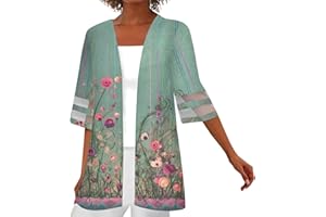 COTECRAM Womens 2024 Summer Floral Printed Cardigan Long Sleeve Kimono Loose Cover Up Casual Blouse Tops Cruise Outfits