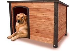 LIYAHUIA Large Wooden Dog House Outdoor Weatherproof Dog Houses for Large Dogs Outside Indoor Doghouse Large Breed Dog Kennel for Winter with Raised Feet, Orange+Black