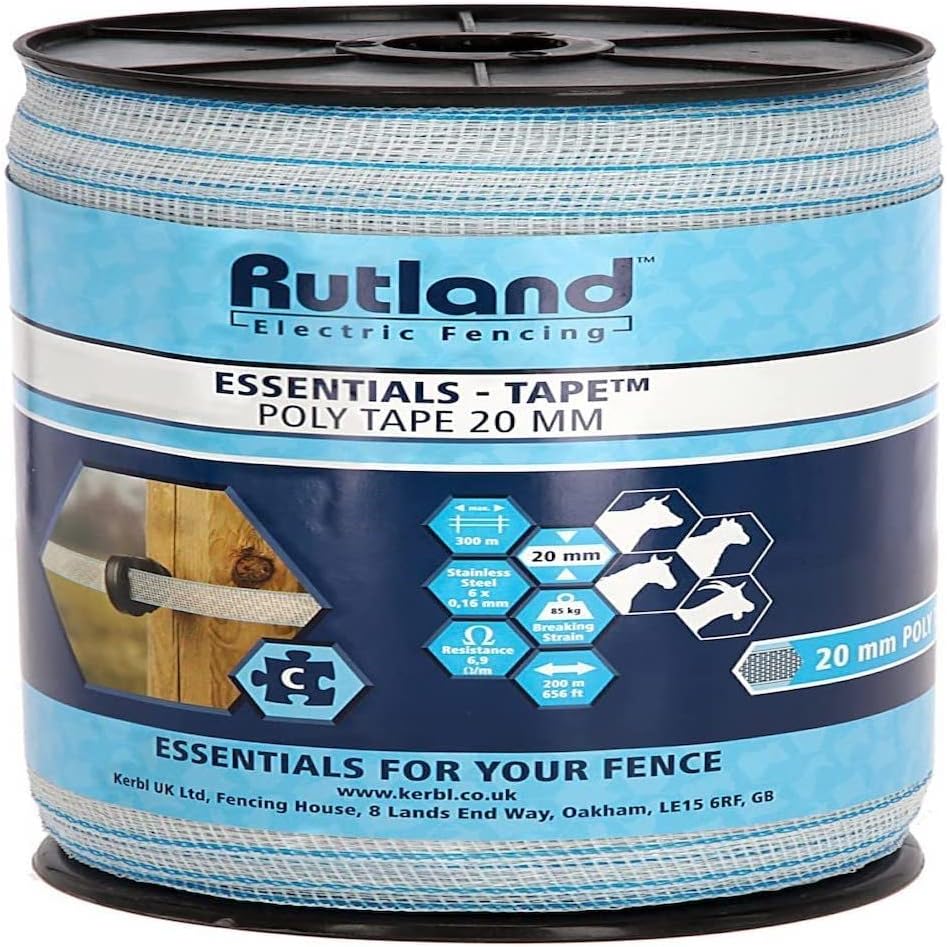 Kerbl Rutland Essentials Poly Tape 20mm 200m White/Blue