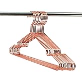 10Pack Koobay 13" Children Rose Copper Gold Shiny Metal Wire Top Clothes Hangers for Shirts Coat Storage & Display