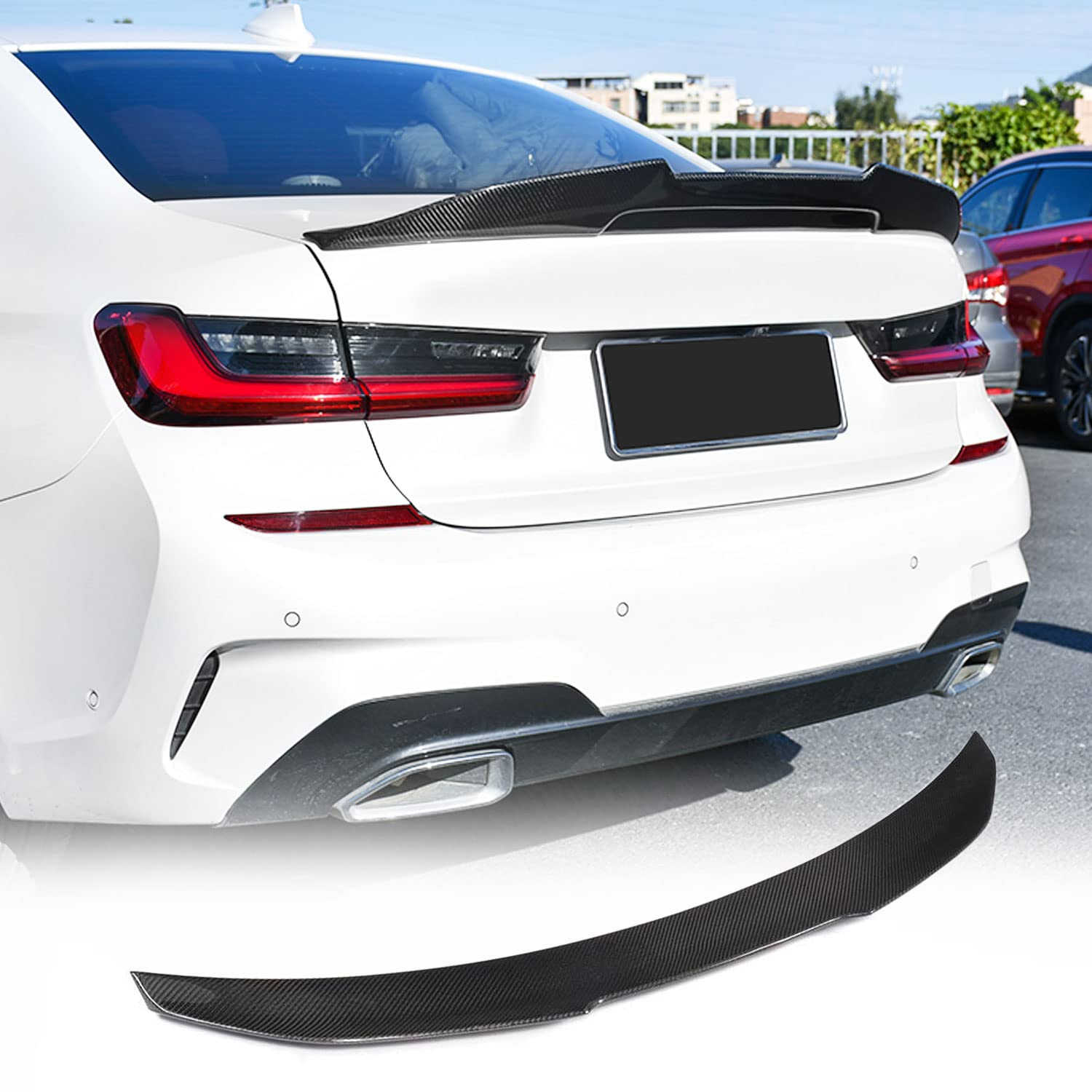 Photo 1 of ** SIMILAR** MCARCAR KIT Carbon Fiber Trunk Spoiler Compatible with BMW 3 Series G20 Sedan G80 M3 Spoiler 2019-2025 330i 330e M340i Rear Boot Lid Highkick Wing Lip Factory Outlet (Style B)