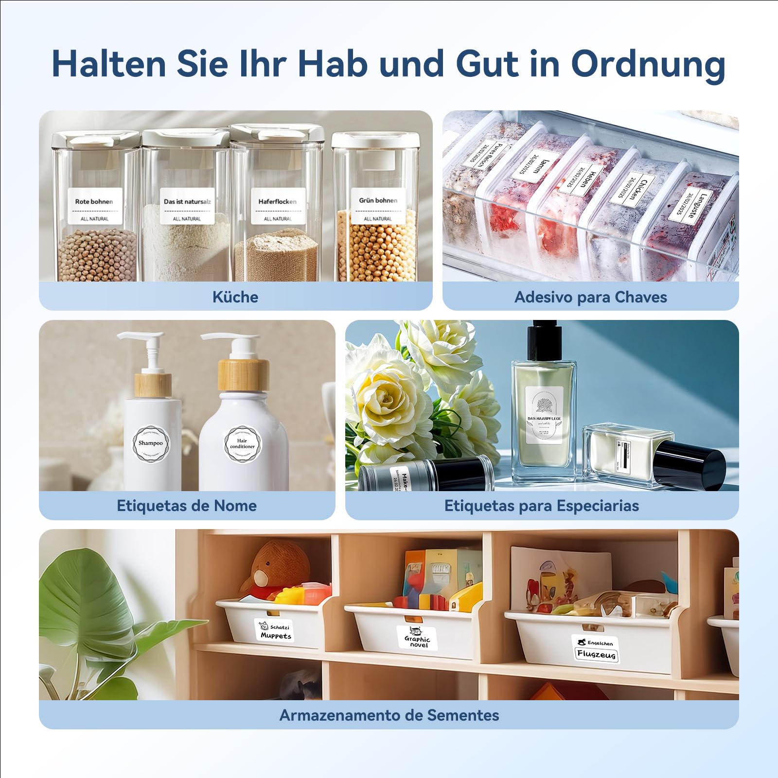 NIIMBOT B1 Etikettendrucker mit Wasserfeste Etiketten Selbstklebend, Tragbarer Beschriftungsgerät Bluetooth Label Printer Aufkleber Drucker für Barcode, Schulbedarf, Logo, Adresse, Silber 6