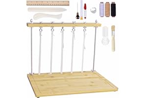 GRIIYAKII Bookbinding Sewing Frame Set,Hand Make Bookbinding Kits,Includes Bone Folder, Paper Creaser, Awl, Curved Needles, Waxed Thread, Glue Brush, and Bookbinding Supplies for Handmade Books