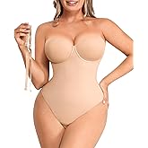 SHAPELLX Shapewear for Women Tummy Control Body suit Faja Colombiana Moldeadora Body Shaper Thong Built-in Bra Beige XL