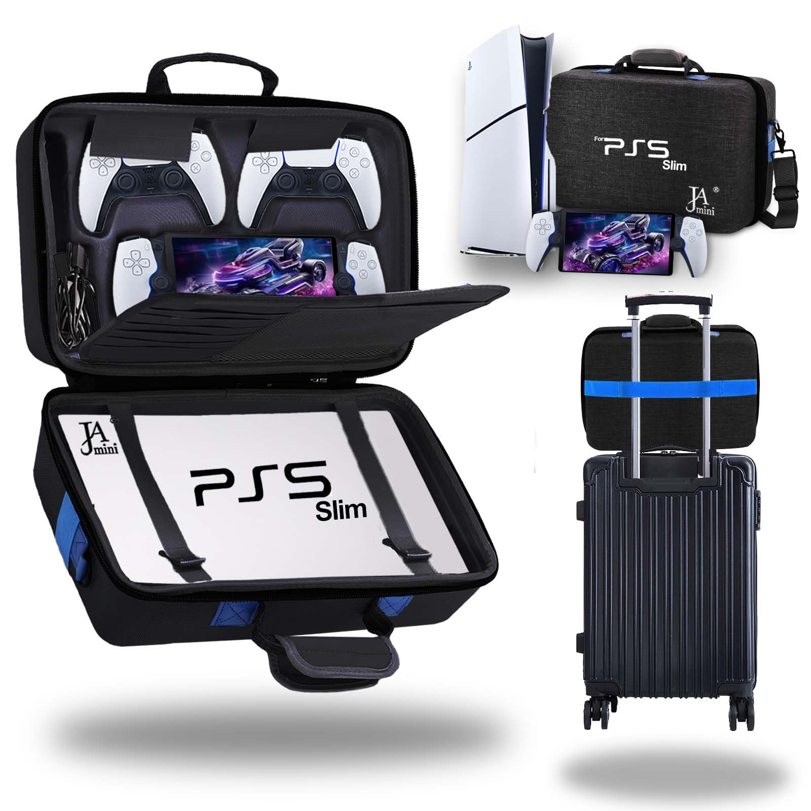Photo 1 of Carrying Case Compatible with PS5 Slim New Model & PlayStation Portal, Protective PlayStation 5 Portable Travel Hard Shell Storage Bag Holds Console, Controller, Games, Headset and Accessories (Black)
