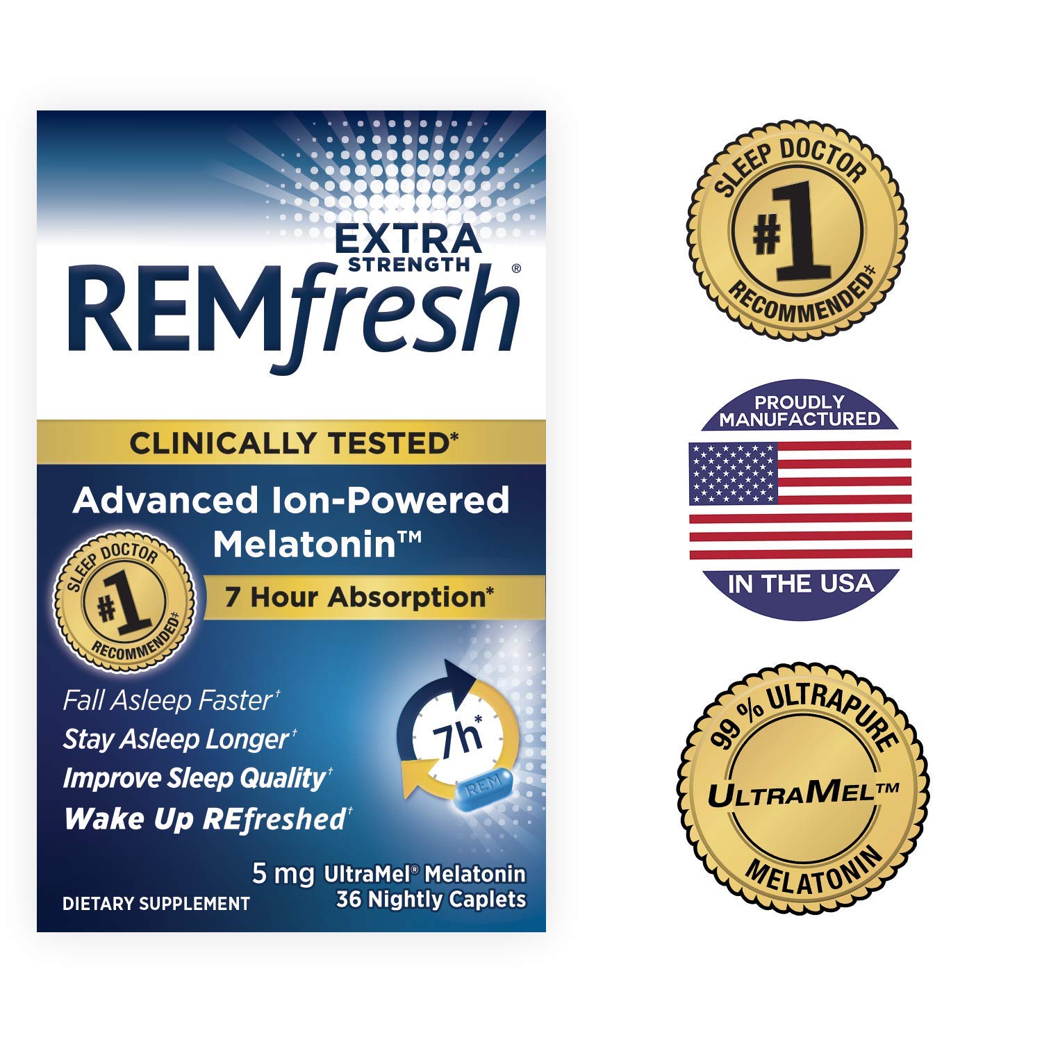 REMfresh Extra Strength 5mg Advanced Sleep Formulation 36 Caplet