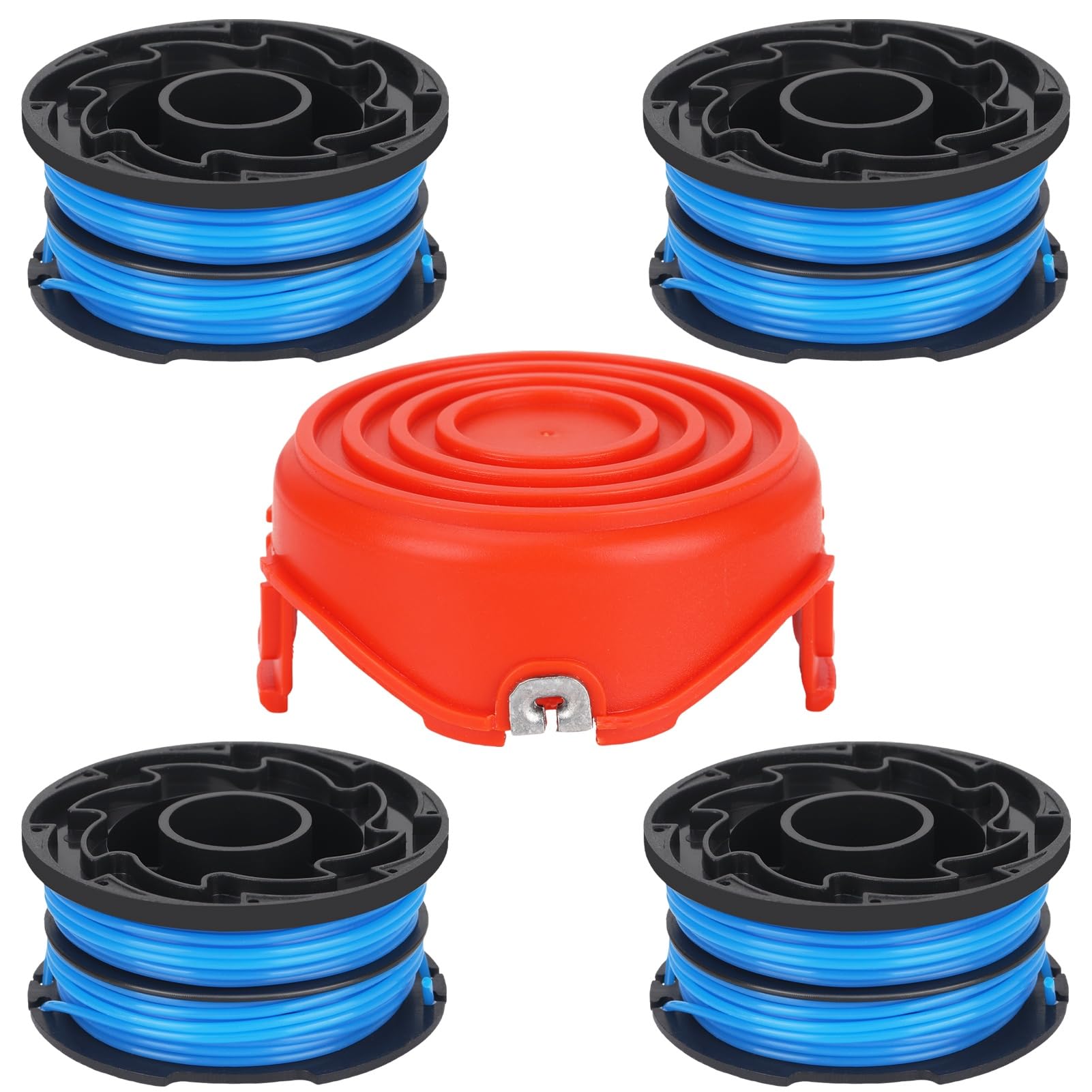 Eyoloty A6441 A6442-XJ Dual Spool Line-12m (40ft) 1.5mm, Replacement Trimmer String | Compatible with Black+Decker GL650, GL660, GL670, GL5530, GLC1825N, GLC1825LB Models (4 Spool+1 Spool Cover)