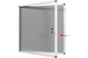 S SWANCROWN Swansea Enclosed Bulletin Pin Fabric Boards Tamperproof Notice Case for Message Memo Photo,Grey,28x26inch(6xA4）