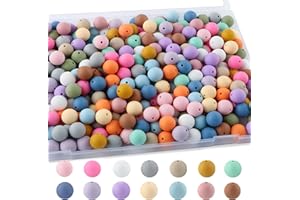 Sunrony 170Pcs 15mm Silicone Beads, Silicone Beads for Keychain Making Silicone Focal Beads for Pens Silicone Beads for Crafts Making(Multicolor Soft)