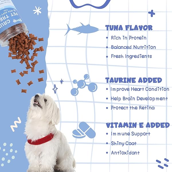 PAWUP DOG CAT TREATS CRUNCHY AND CREAMY, TUNA FLAVOR TOPPER FOR DOG AND CAT, TAURINE ADDED, 12.5 OUNCE