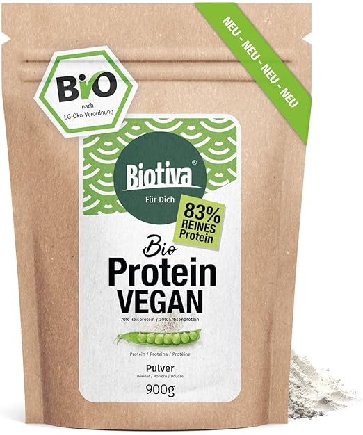 Vegan Protein Pulver (Bio), 900g 83 Protein Erbsenprotein und