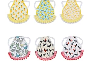 ABONDEVER 6pcs Hen Saddle Apron，Waterproof Chicken Saddle Hen Apron with Elastic Chicken Jacket Straps Hen Apron Poultry Protector Wing Back Protector Print Feather Protective Jacket(A)