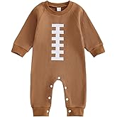 SAYOO Infant Baby Boy Football Outfit Rugby Print Funny Sweatshirt Romper Playsuit Football Season Cotton One-piece Jumpsuit