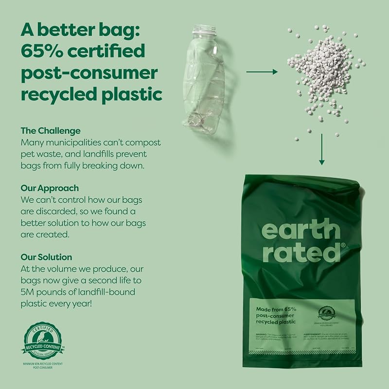 Sacos para cocó de cão, animais de estimação à prova de fugas e extra espessos, perfeitos para jardins, um rolo único "Grab and Go", aroma a lavanda, 300 unidades