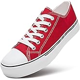 ZGR Womens White Tennis Shoes for Women,Lace up Canvas Sneakers,Casual Walking Canvas Shoes